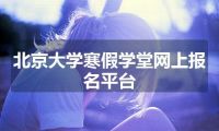 北京大学寒假学堂网上报名平台