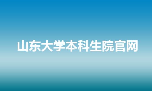 山东大学本科生院官网 山东大学本科生院官网