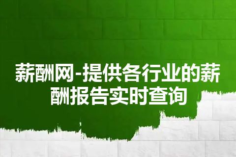 薪酬网-提供各行业的薪酬报告实时查询