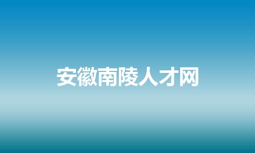 安徽南陵人才网