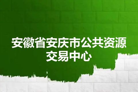 安徽省安庆市公共资源交易中心