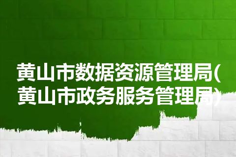 黄山市数据资源管理局(黄山市政务服务管理局)