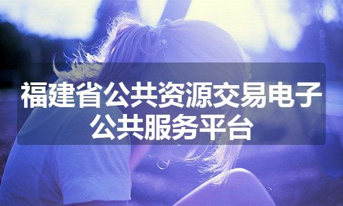 福建省公共资源交易电子公共服务平台