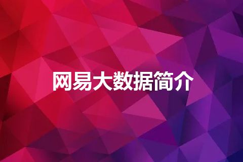 网易大数据简介