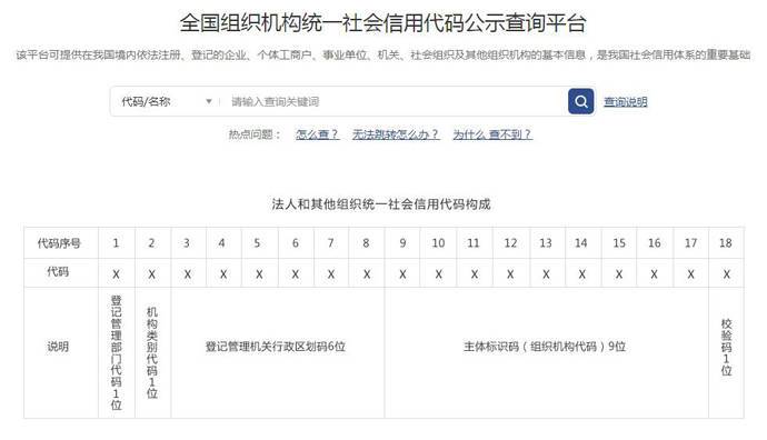 组织机构代码查询